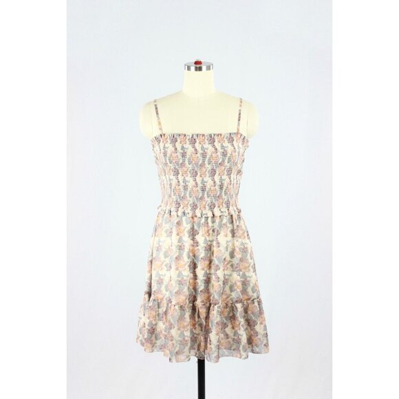 Aritzia Dresses & Skirts - Aritzia WILFRED Tempest Floral Chiffon Ruffle Smocked Tiered Mini Dress, Size M